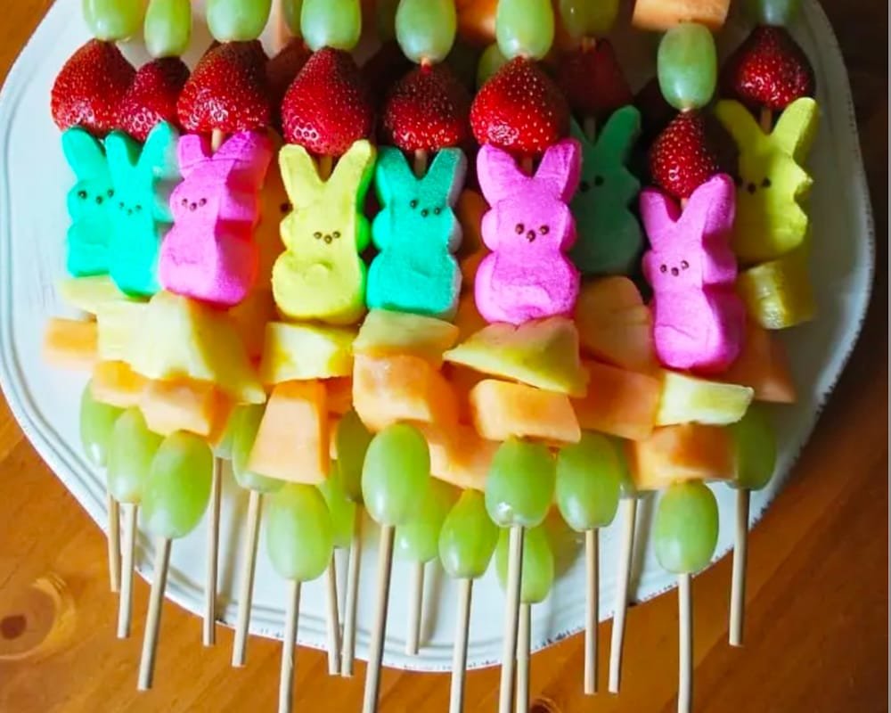 A healthier alternative for Easter snacks - Peeps and fruit kabobs by Amee’s Savory Dish