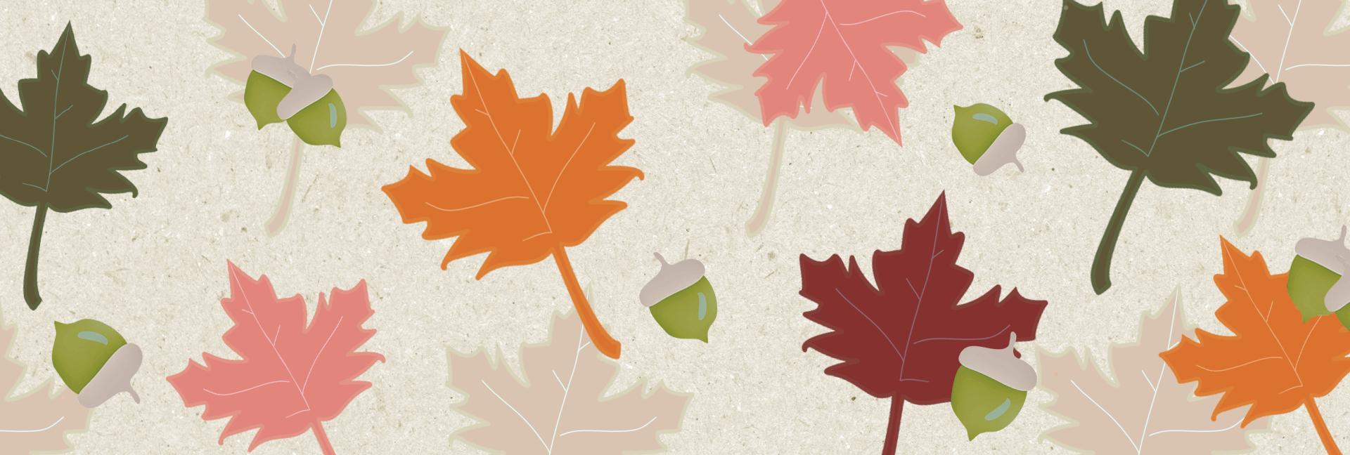 Fall leaves and acorns.