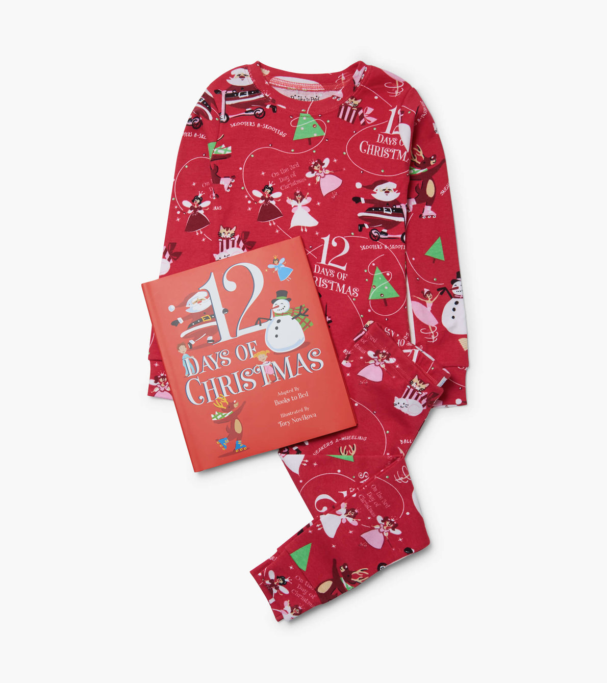 Agrandir l'image de Ensemble de livre et de pyjama rouge – « 12 Days of Christmas » (en anglais)