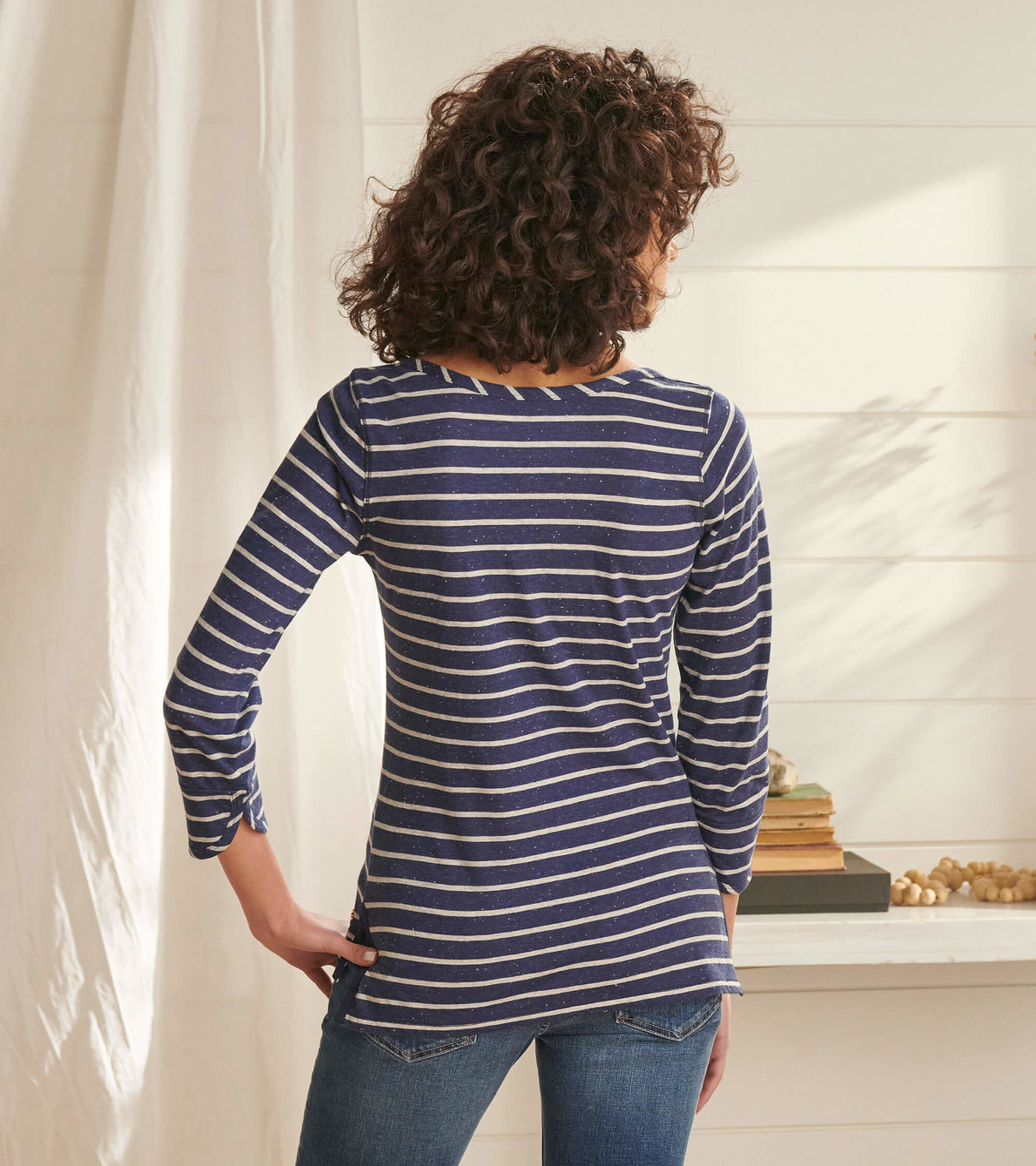 View larger image of 3/4 Sleeve Breton - Cool Water Stripes