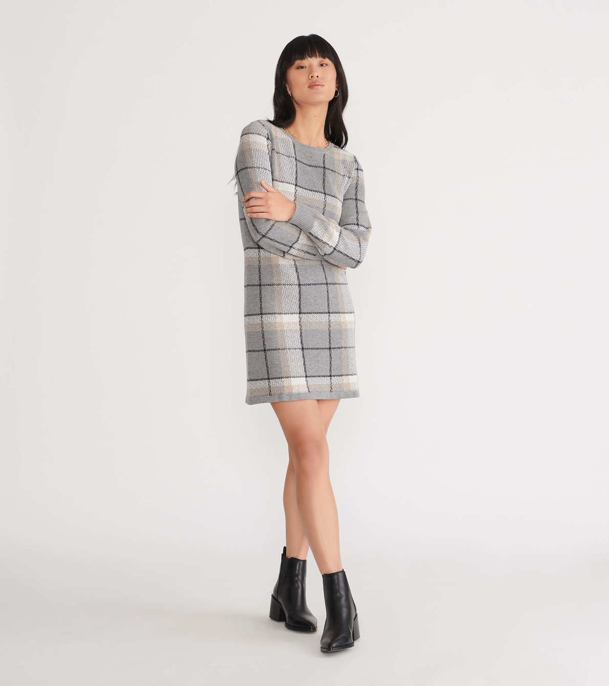 View larger image of Abigail Sweater Dress - Cliffside Plaid