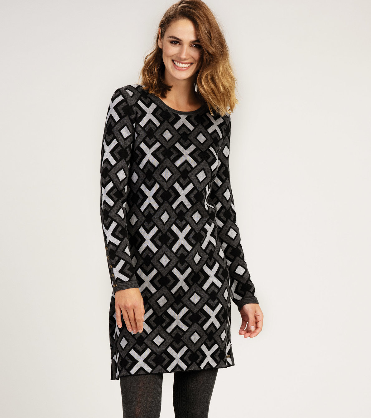 View larger image of Abigail Sweater Dress - Tick Tack
