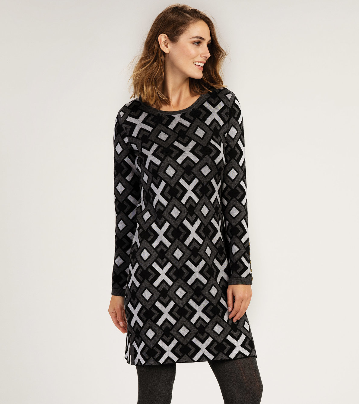 View larger image of Abigail Sweater Dress - Tick Tack