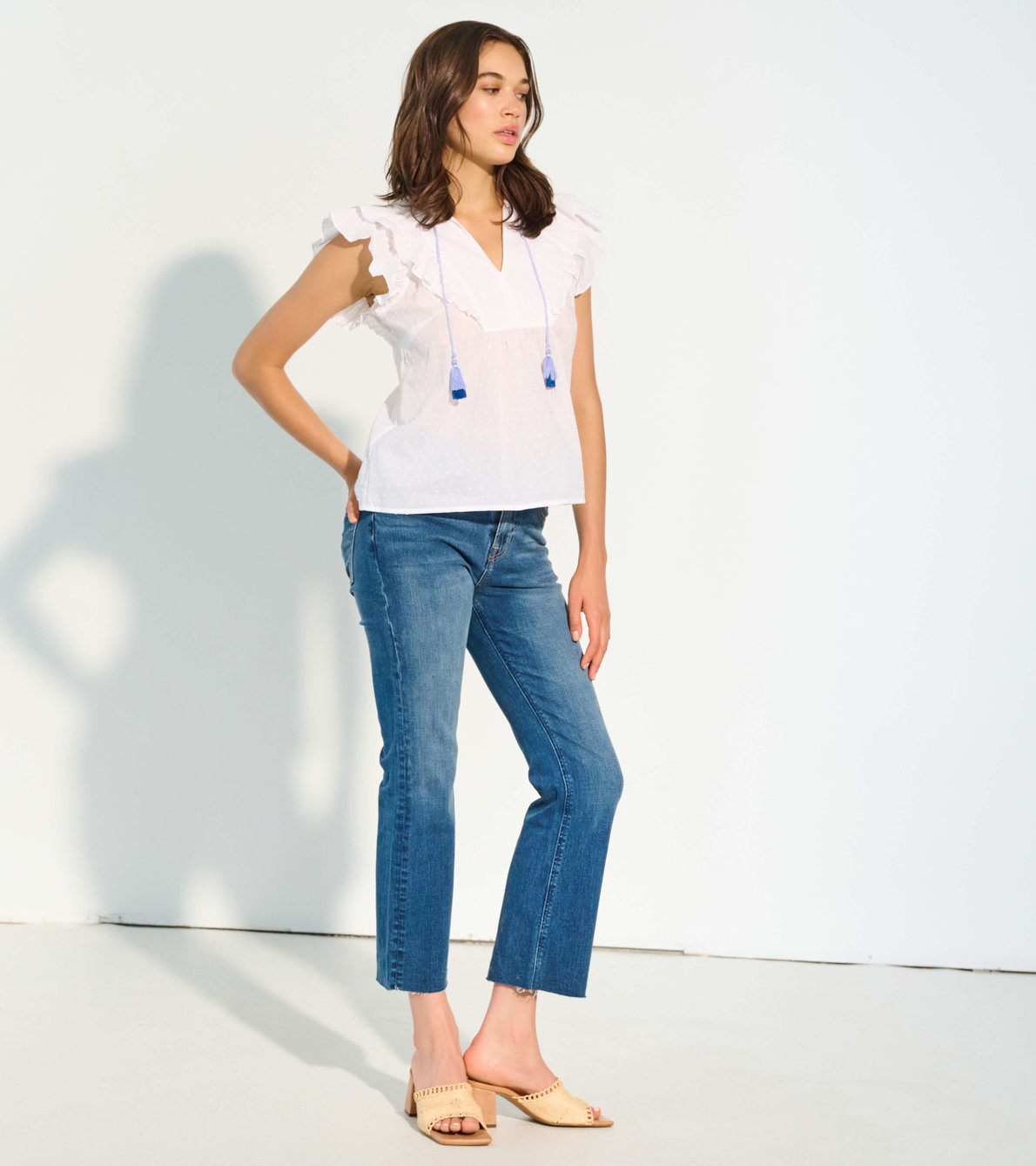 View larger image of Alexa Popover Top - White Voile