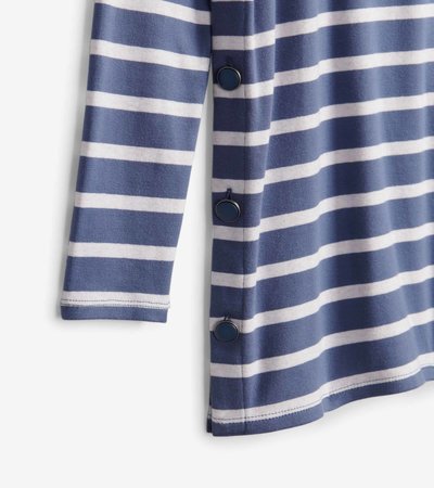 Buy NOZ2TOZ Blue Striped 3/4Th Umbrella Sleeves Cotton A-Line Tops