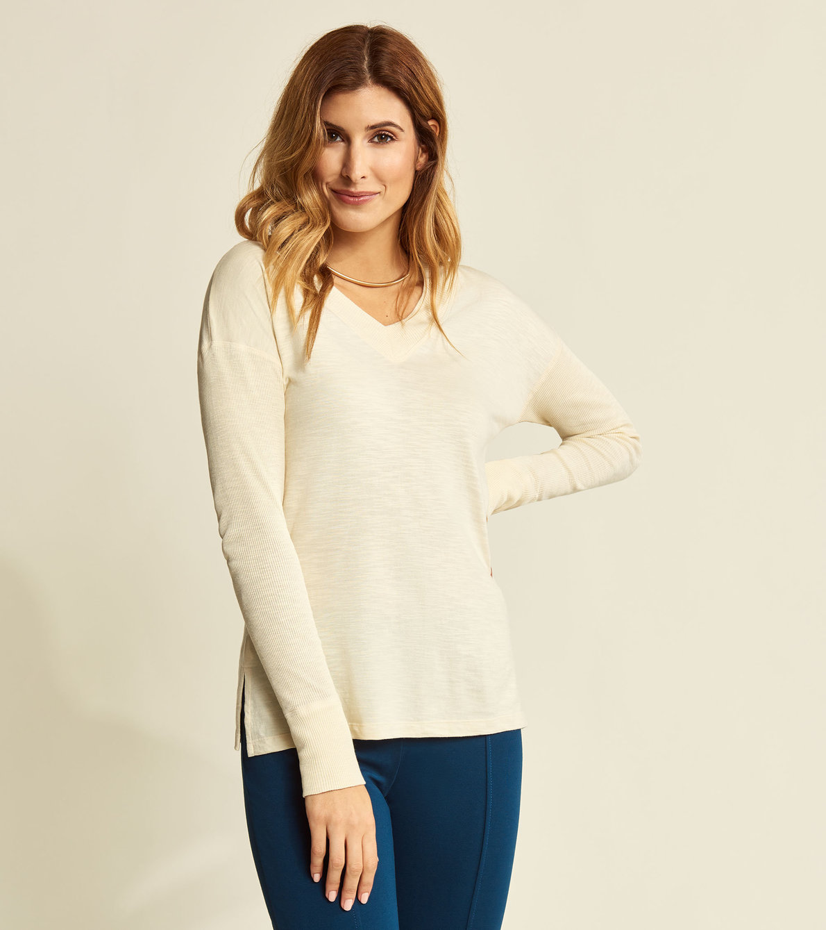 View larger image of Amber V Neck Top - Light Yellow