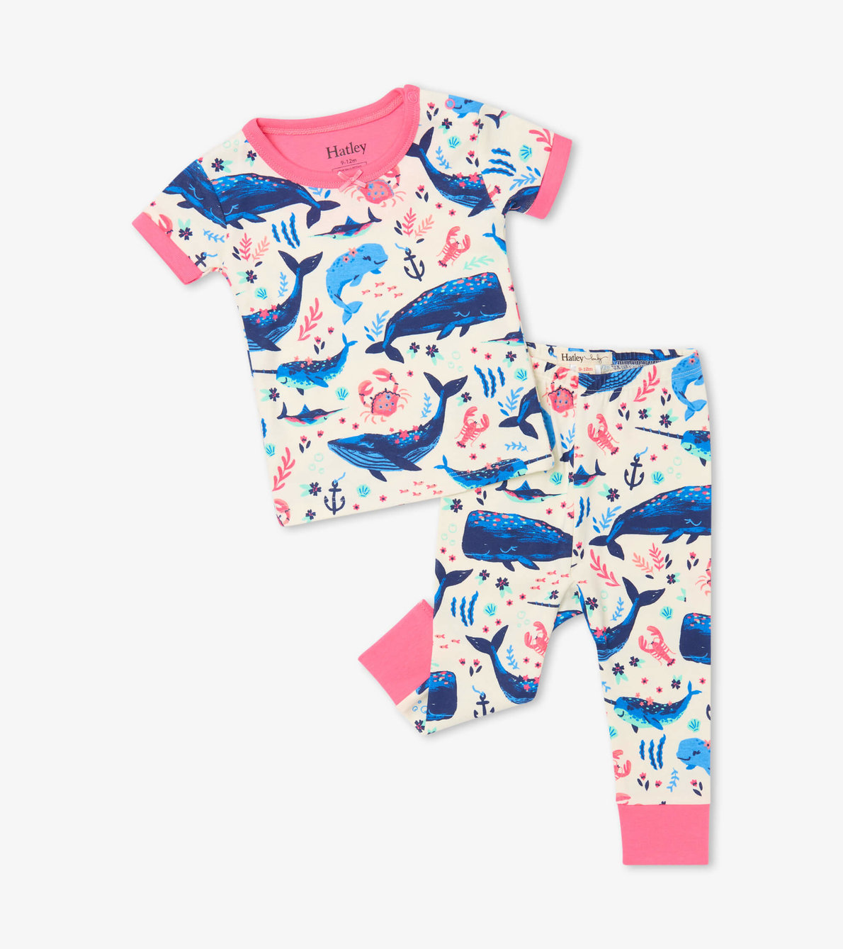 Agrandir l'image de Pyjama à manches courtes en coton biologique pour bébé – Amis aquatiques