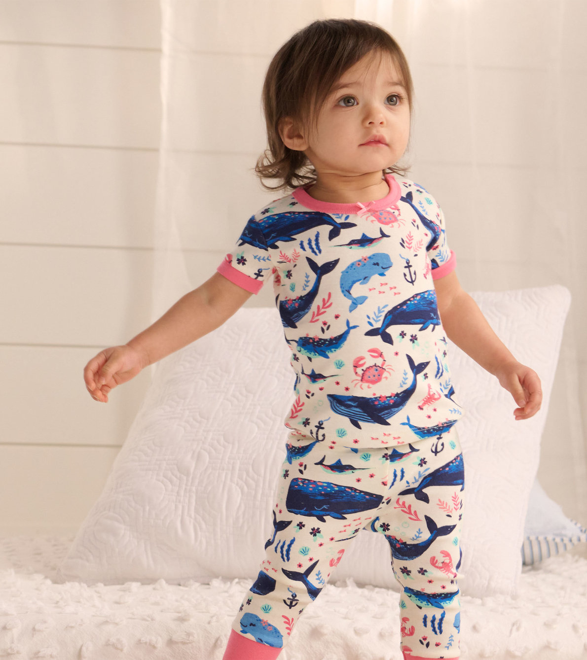 Agrandir l'image de Pyjama à manches courtes en coton biologique pour bébé – Amis aquatiques