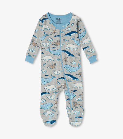 Arctic Animals Organic Cotton Footed Coverall