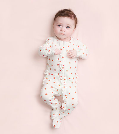 Baby Girls Ditsy Strawberries Footed Sleeper