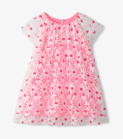 Baby Girls Neon Pink Daisy Tulle Dress