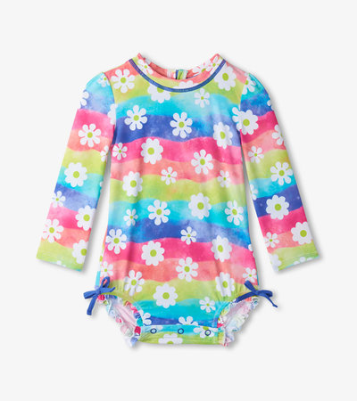 Baby Girls Rainbow Flowers Rashguard Swimsuit