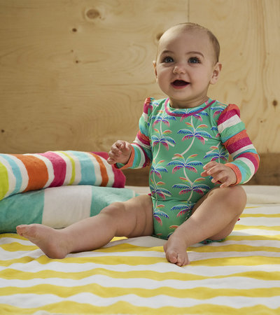 Baby Girls Rainbow Palm Rashguard Swimsuit