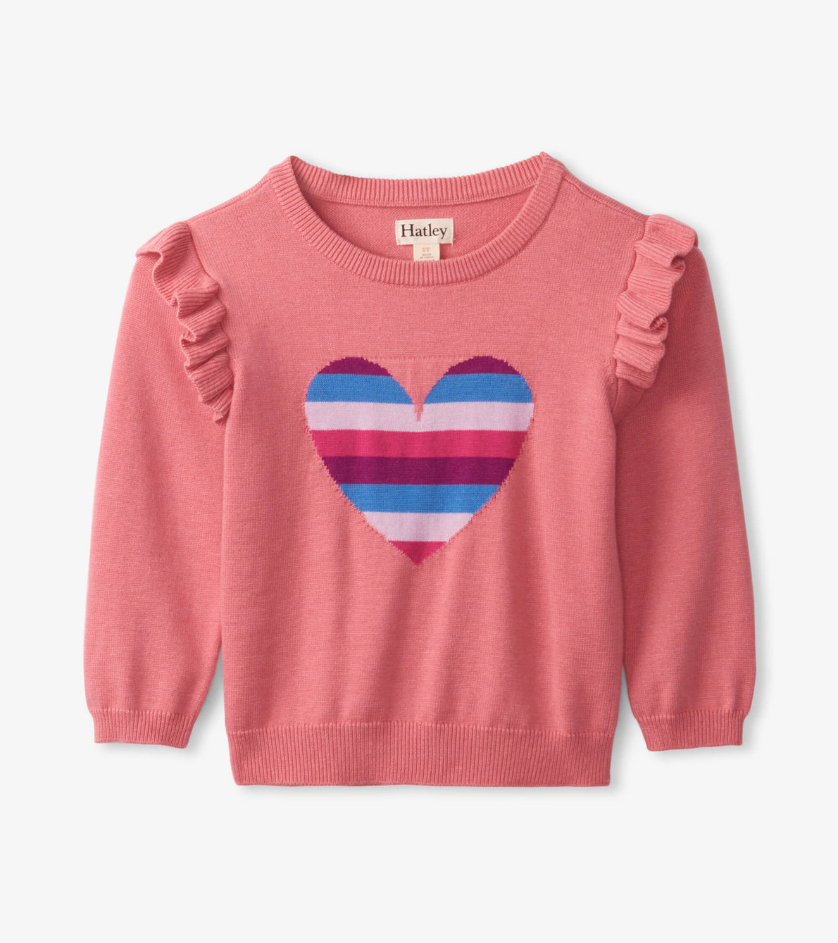 View larger image of Striped Heart Ruffle Sleeve Sweater