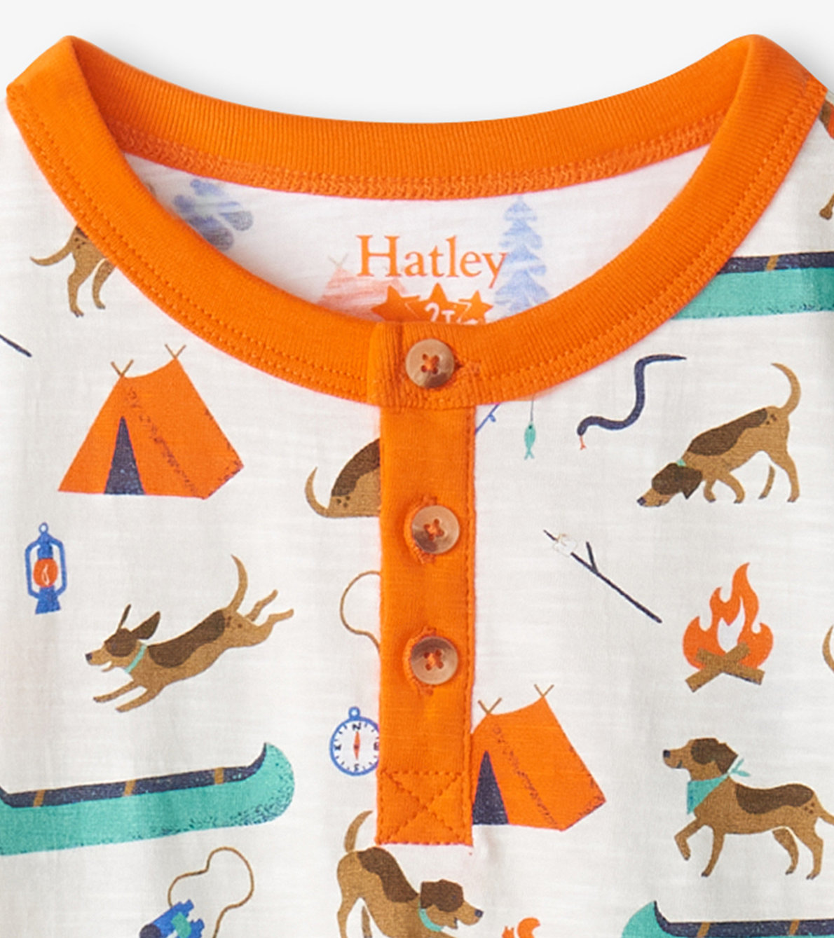Agrandir l'image de T-shirt Henley – Chiens en camping
