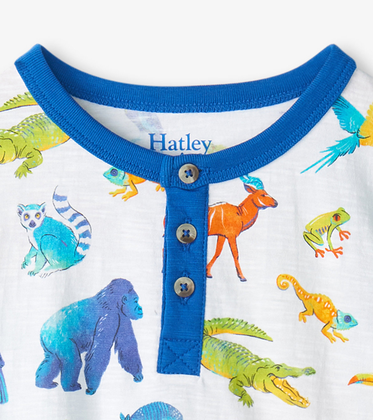 Agrandir l'image de T-shirt Henley – Animaux de la jungle peints