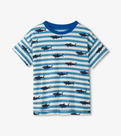 T-shirt ample pour tout-petit – Requins sur rayures
