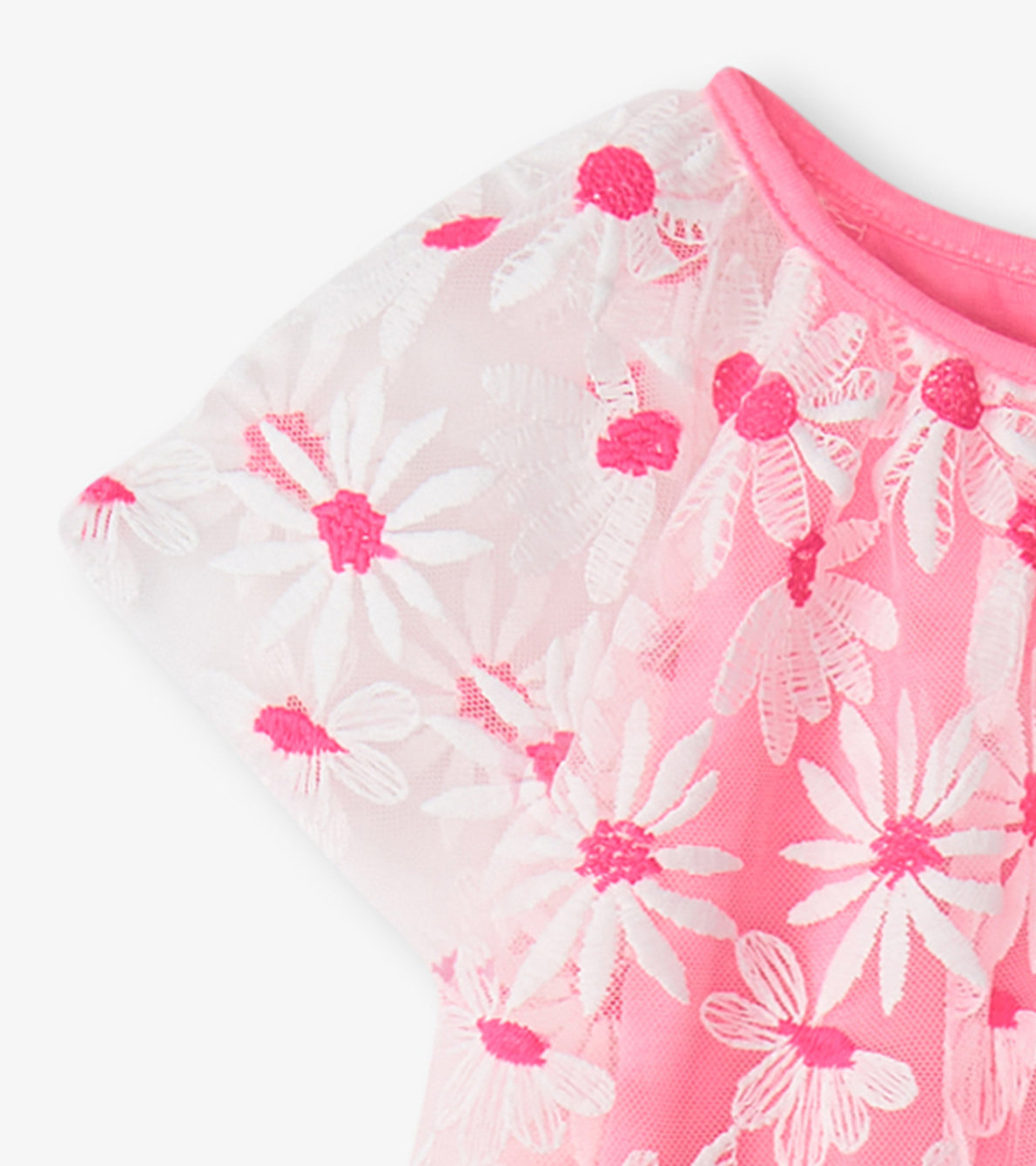 Agrandir l'image de Robe à tulle superposé pour tout-petit – Marguerites rose néon