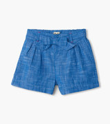 Girls Belted Chambray Paper Bag Shorts