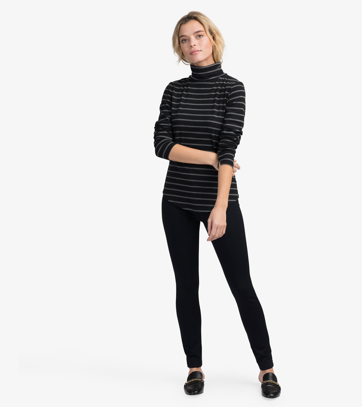 View larger image of Black and Charcoal Stripes Turtleneck