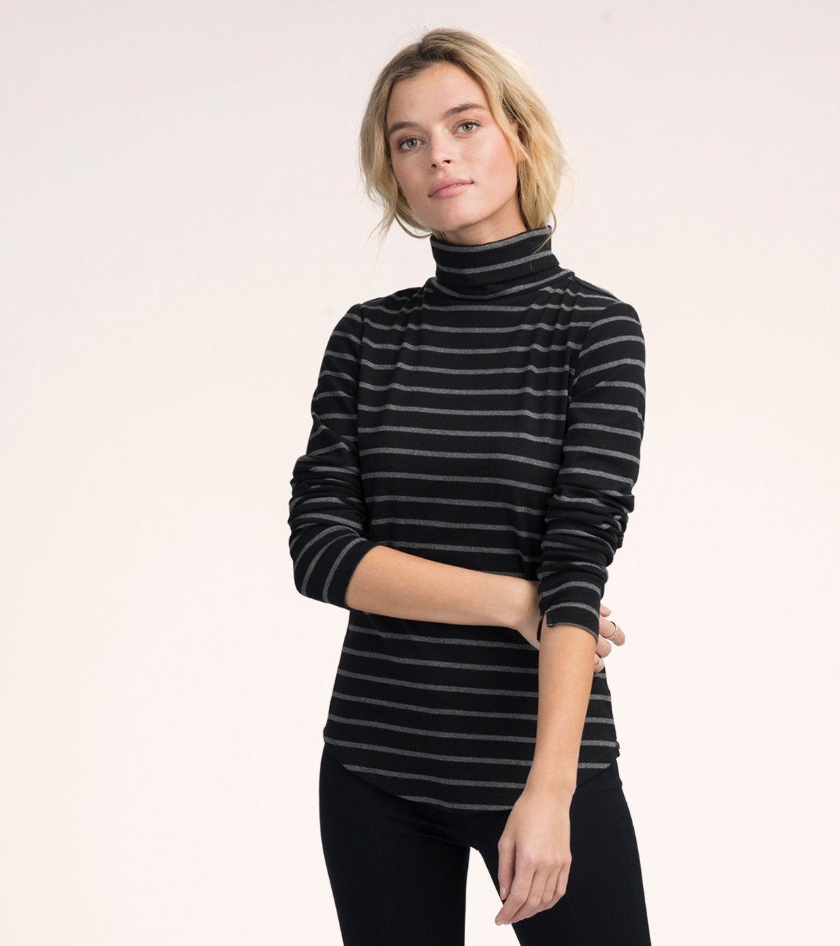 View larger image of Black and Charcoal Stripes Turtleneck