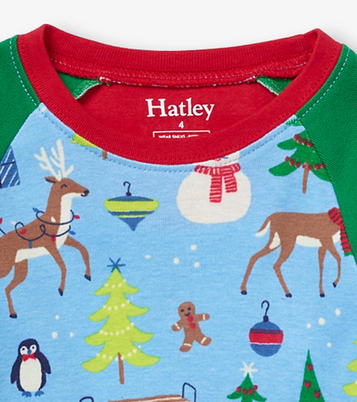 View larger image of Blue Christmas Raglan Kids Organic Cotton Pajama Set
