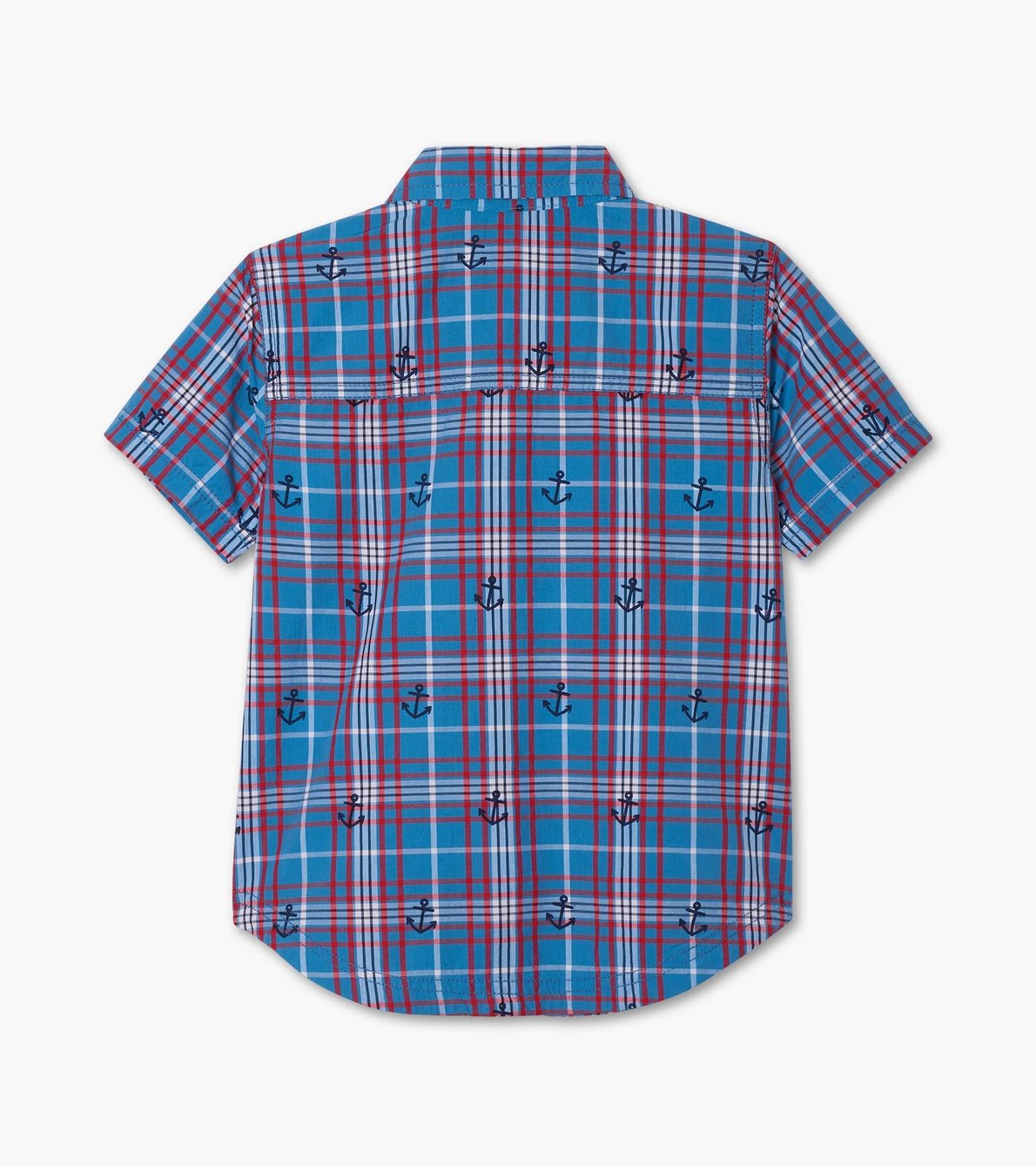 Agrandir l'image de Chemise boutonnée à manches courtes – Tartan bleu