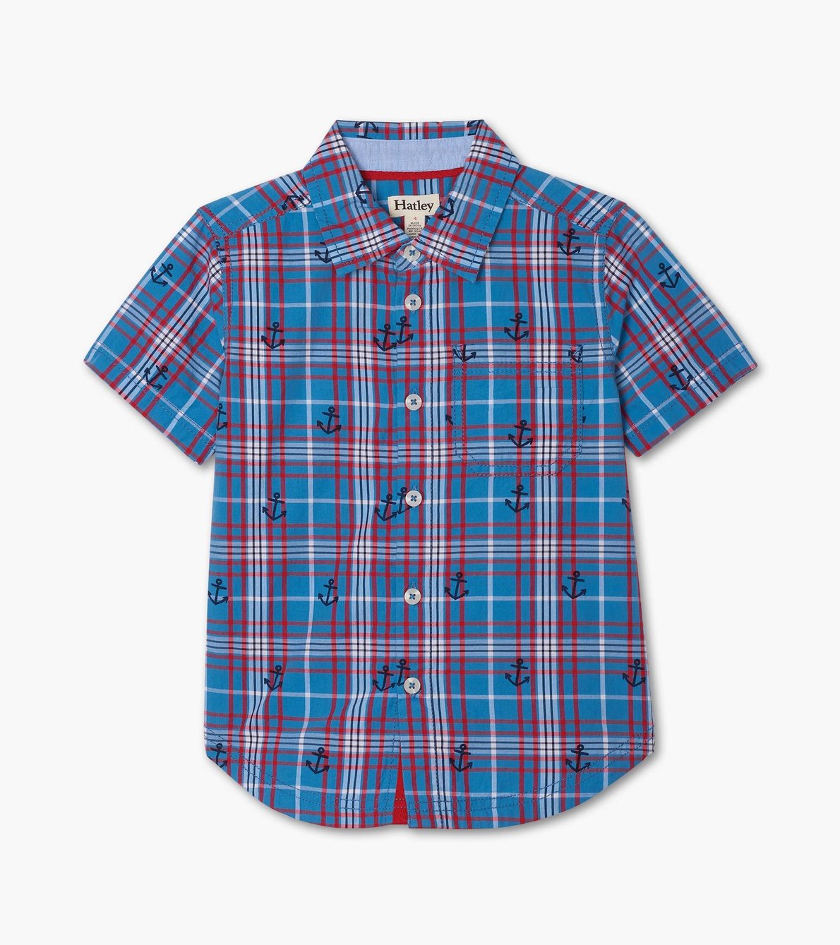 Blue Plaid Short Sleeve Button Down Shirt - Hatley CA