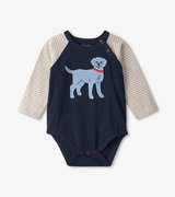 Blue Pup Baby Raglan Onesie