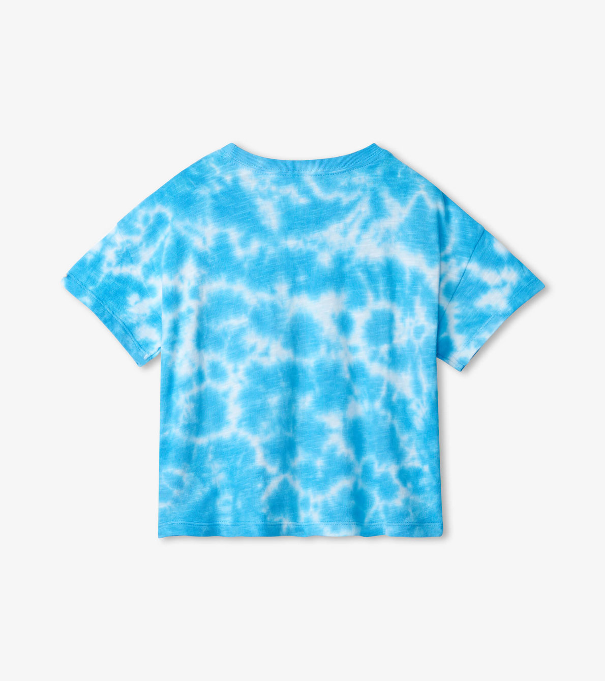 Agrandir l'image de T-shirt à poche sur le devant – Imprimé bleu ciel décoloré