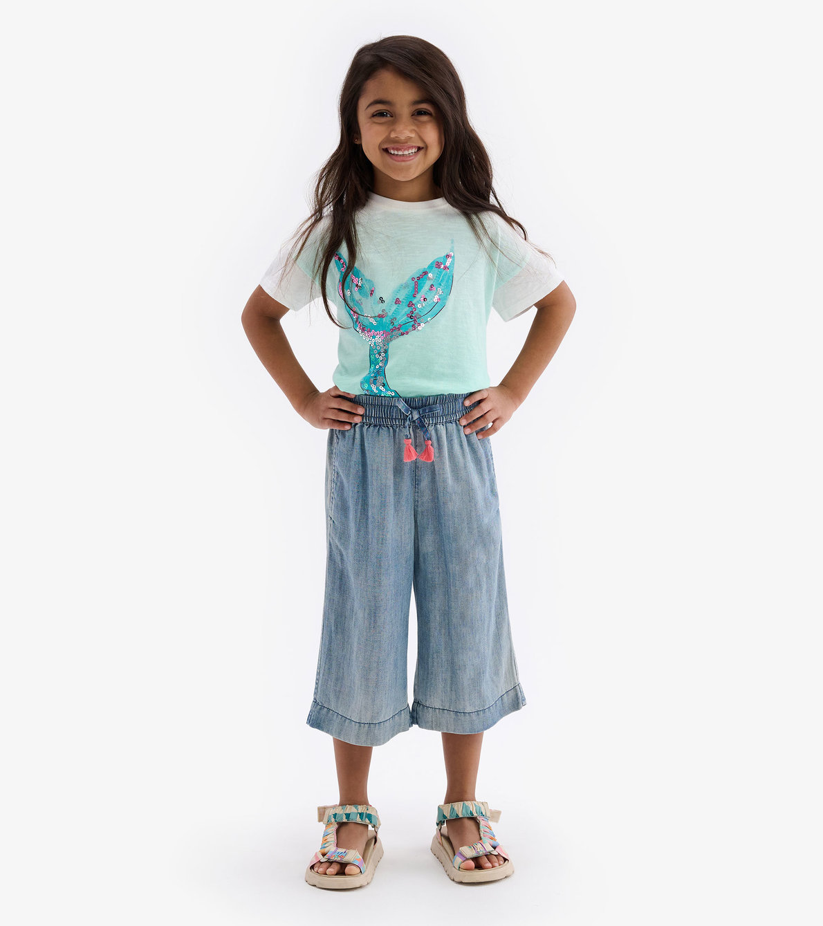 View larger image of Girls Blue Wash Cropped Culottes