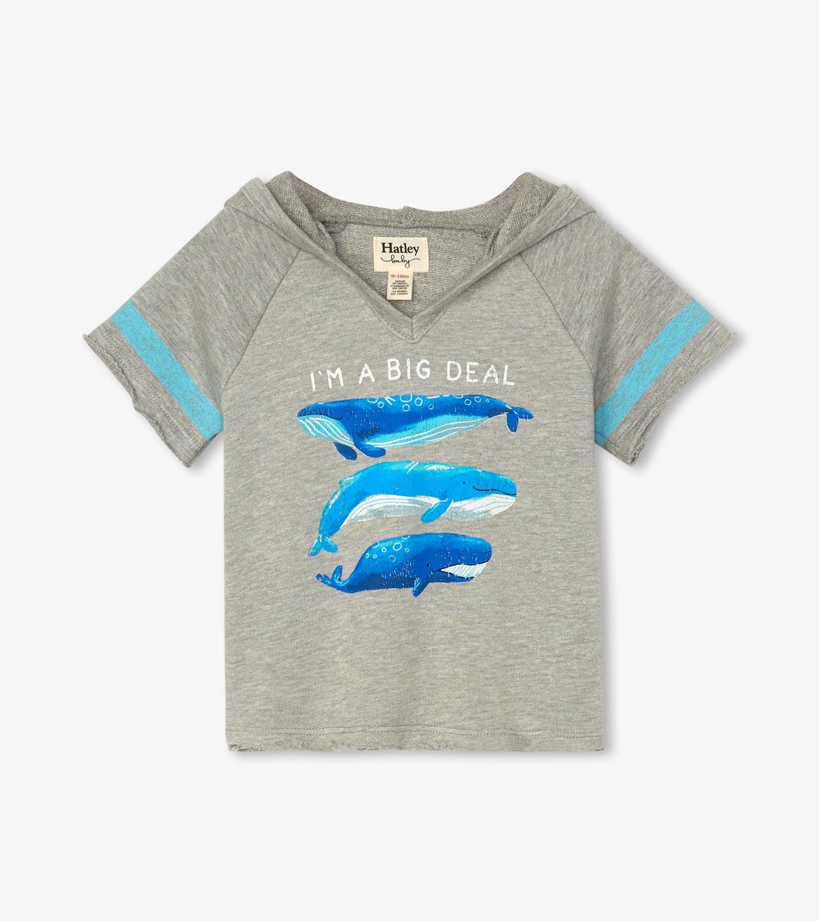 Agrandir l'image de T-shirt à capuchon pour bébé – Baleines bleues