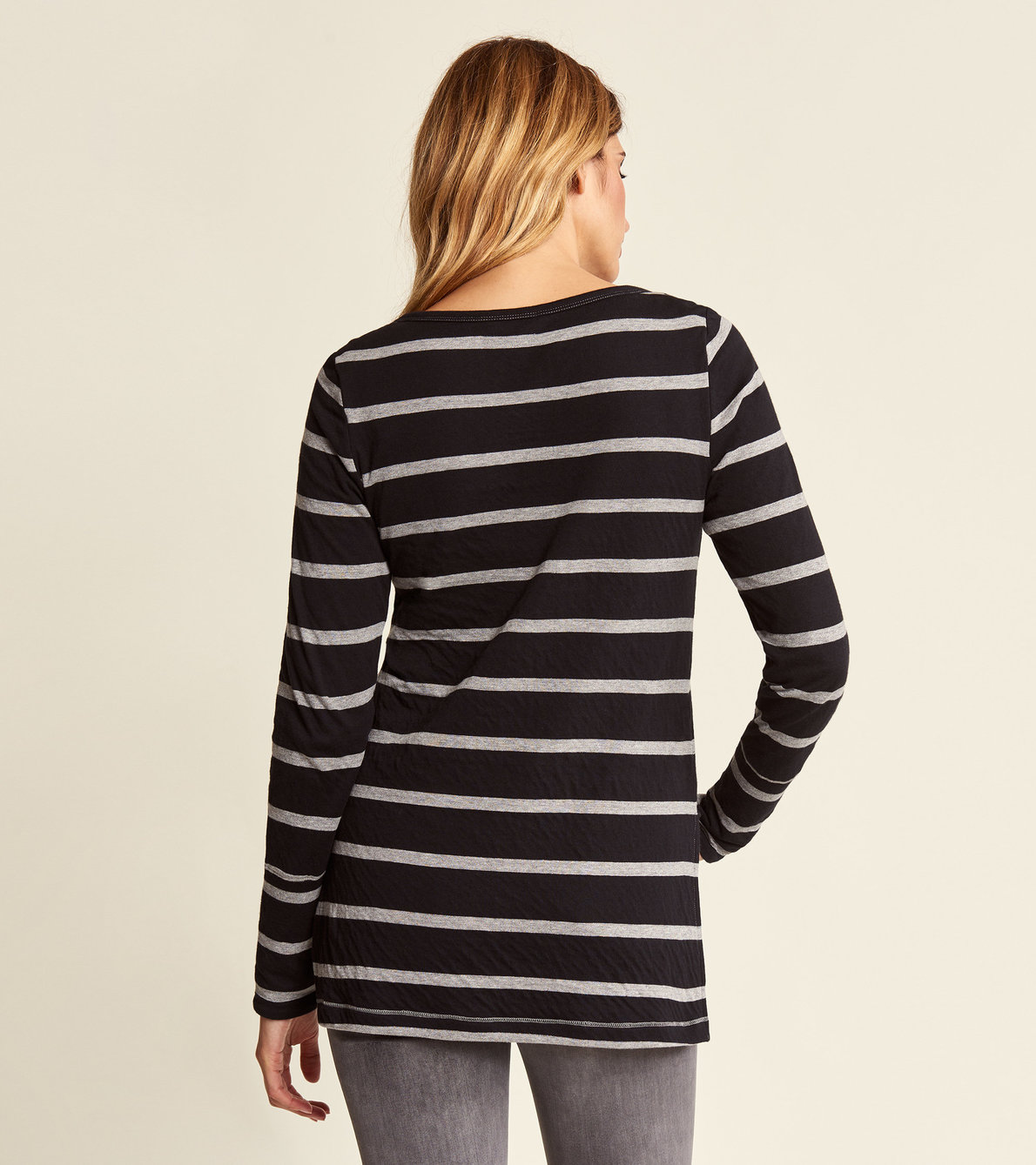 View larger image of Boat Neck Tee - Grey Stripes