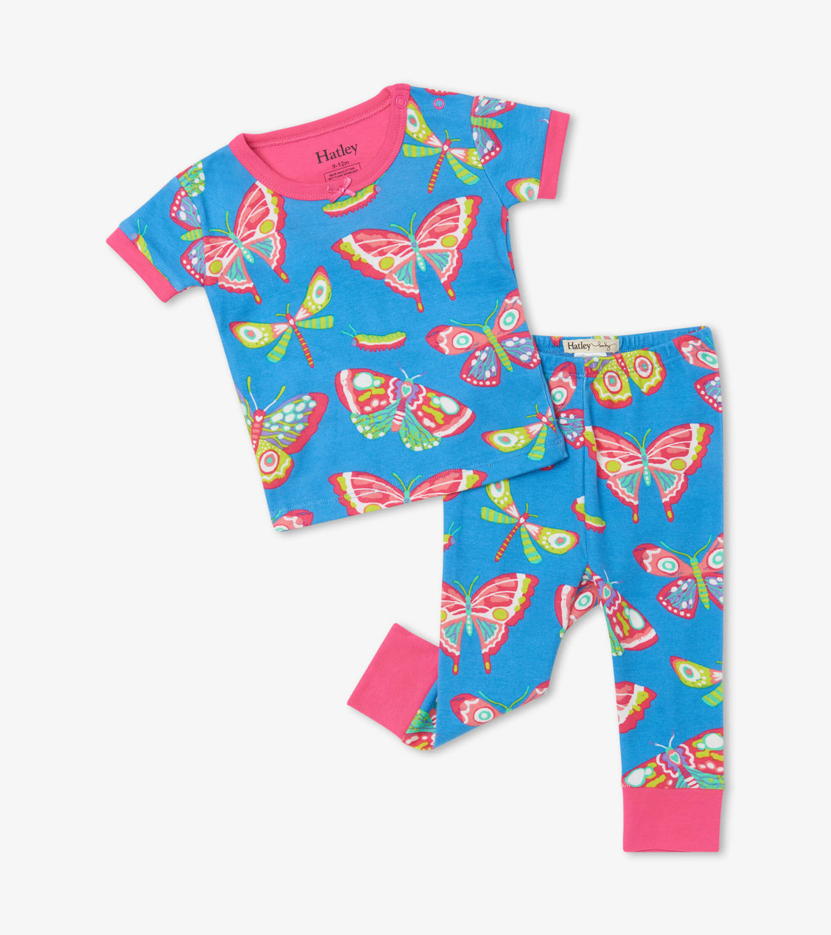 Agrandir l'image de Pyjama à manches courtes en coton biologique pour bébé – Papillons botaniques