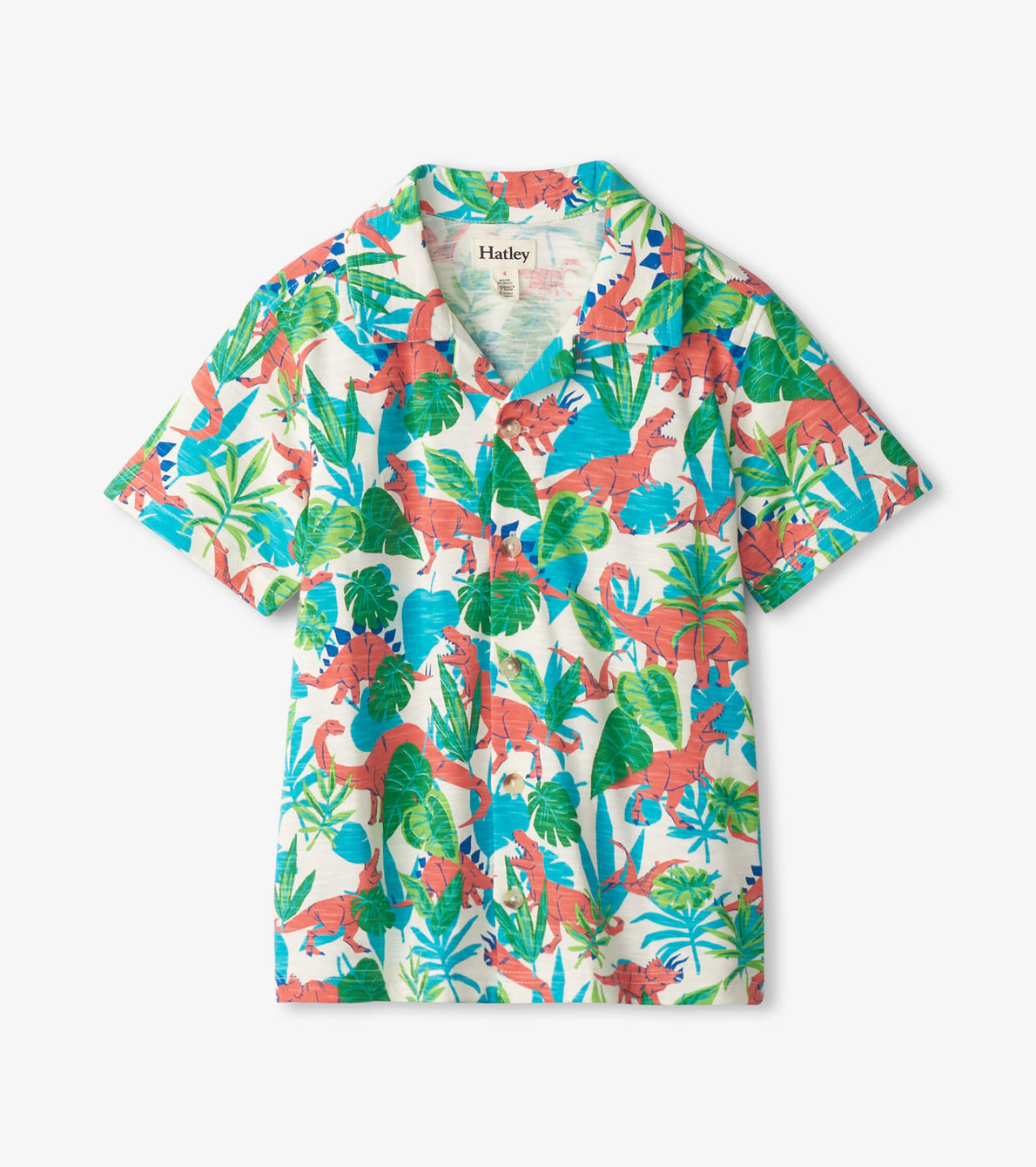 Agrandir l'image de Chemise boutonnée en jersey – Dinosaures dans la jungle