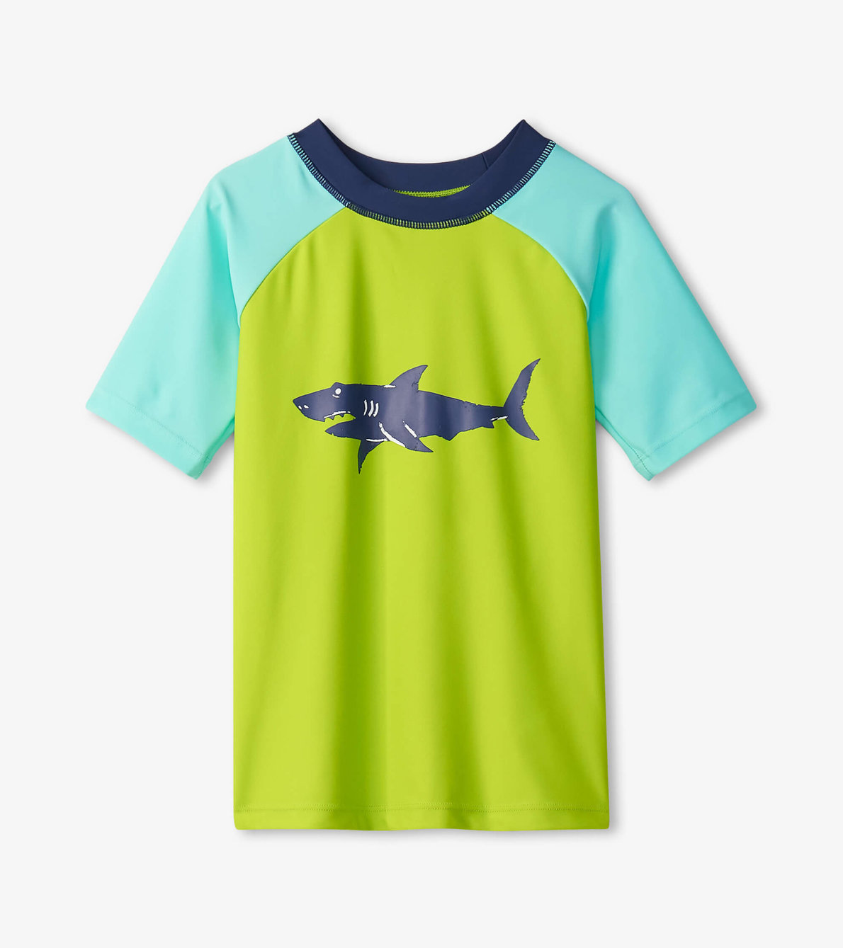 Agrandir l'image de Maillot protecteur à manches courtes à assortir – Requin sur fond vert lime