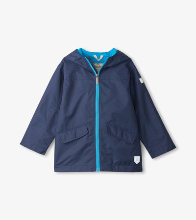 Kids Navy Zip-Up Lightweight Raincoat