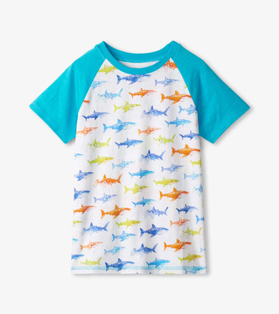 Boys Painted Sharks Raglan T-Shirt