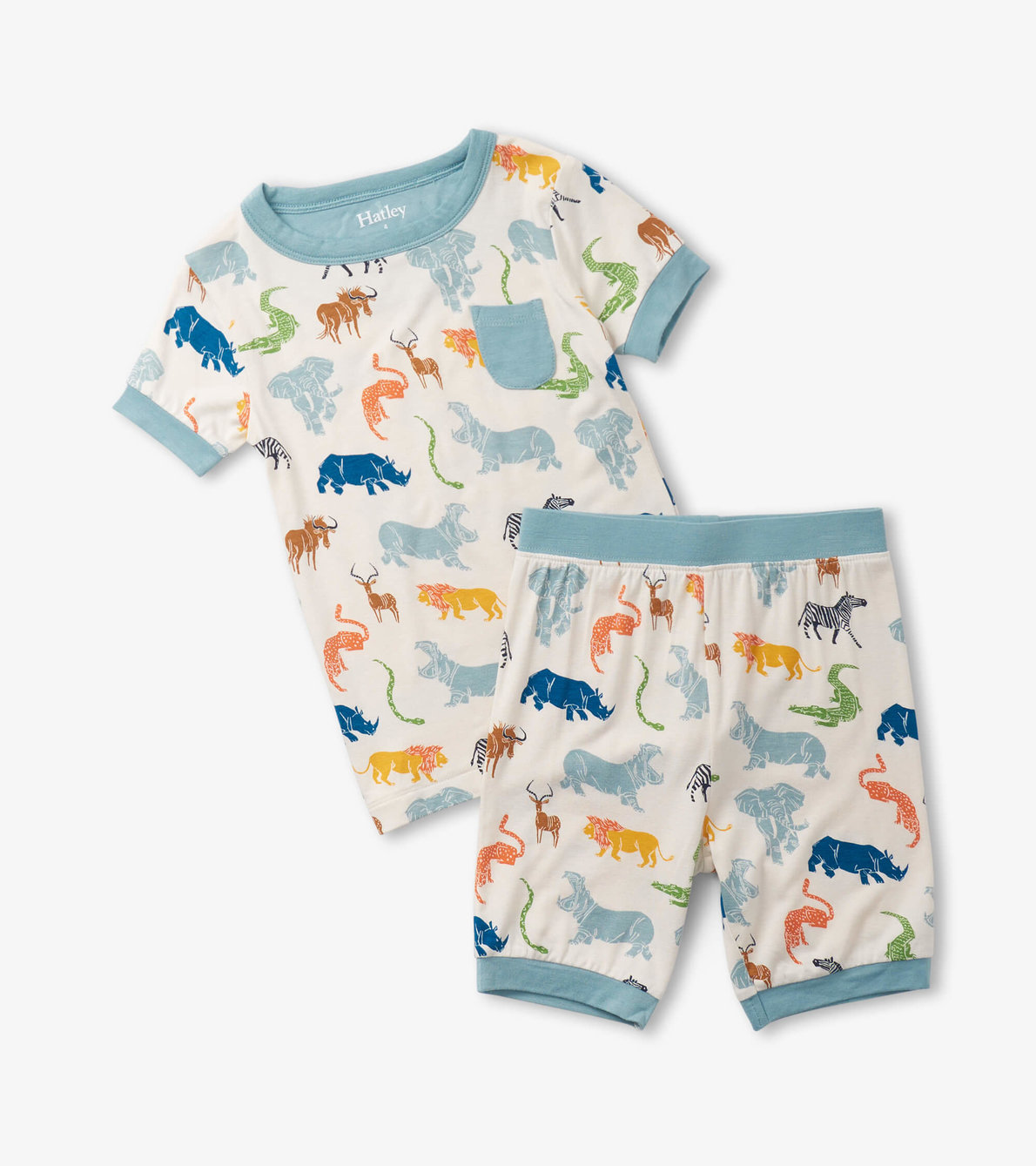 View larger image of Boys Scratchy Safari Bamboo Short Pajama Set