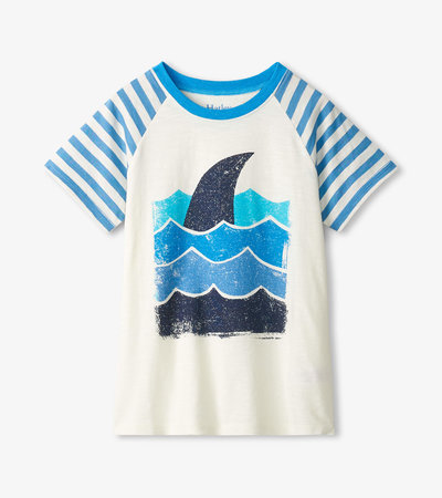 T-shirt à manches raglan – Aileron de requin dans les vagues