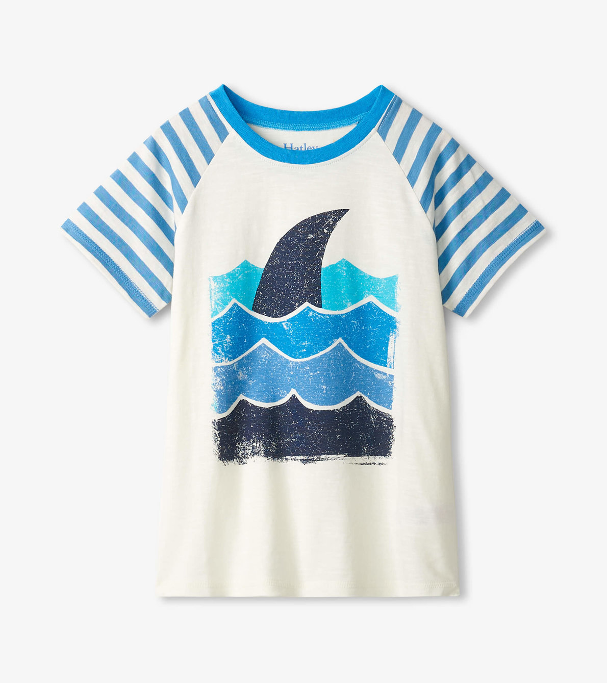 Agrandir l'image de T-shirt à manches raglan – Aileron de requin dans les vagues