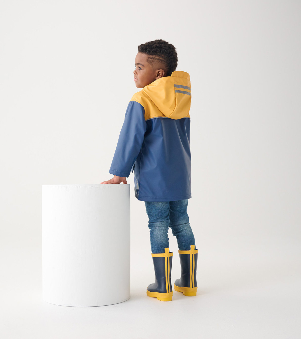 View larger image of Kids Yellow & Navy Zip-Up Rain Jacket