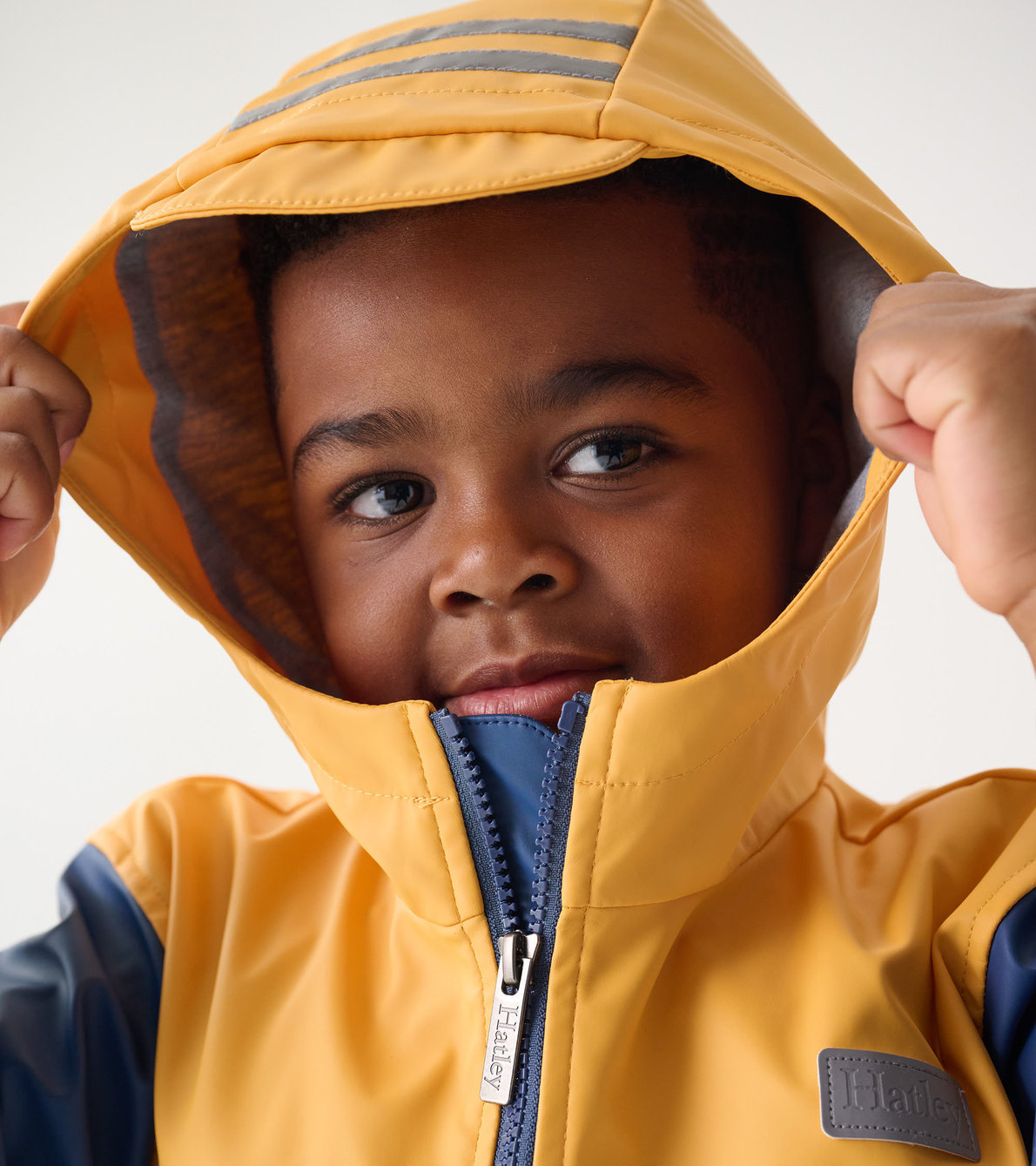 View larger image of Kids Yellow & Navy Zip-Up Rain Jacket