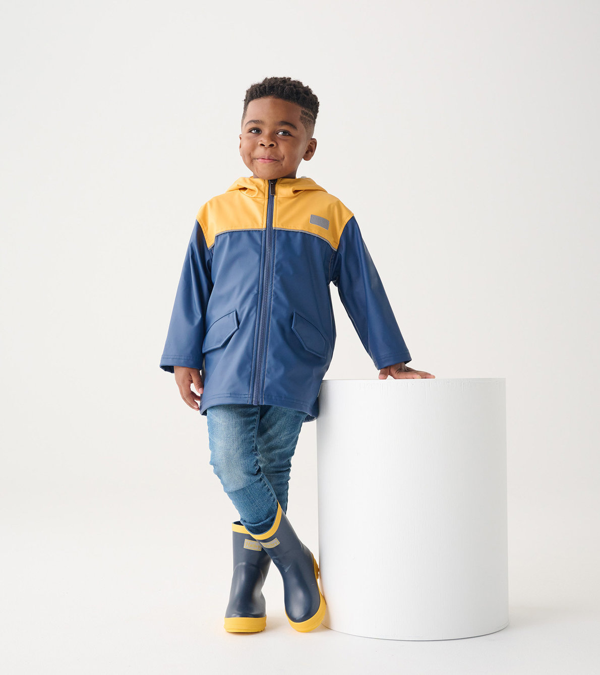 View larger image of Kids Yellow & Navy Zip-Up Raincoat