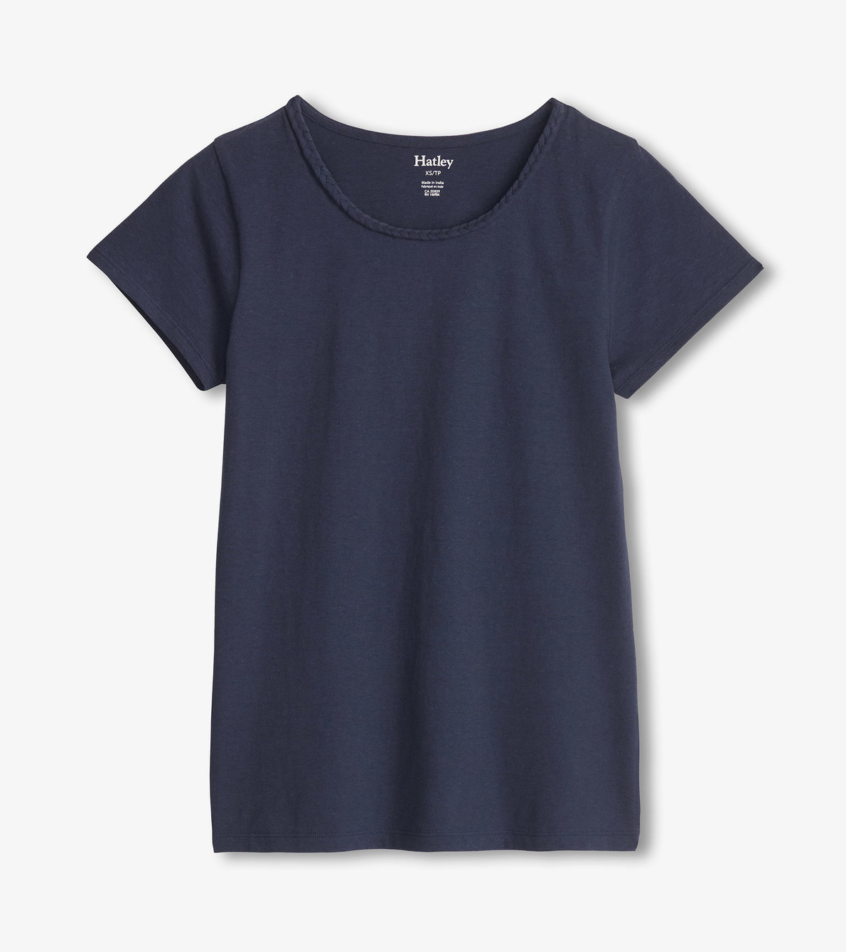 Agrandir l'image de T-shirt à encolure tressée – Bleu marine