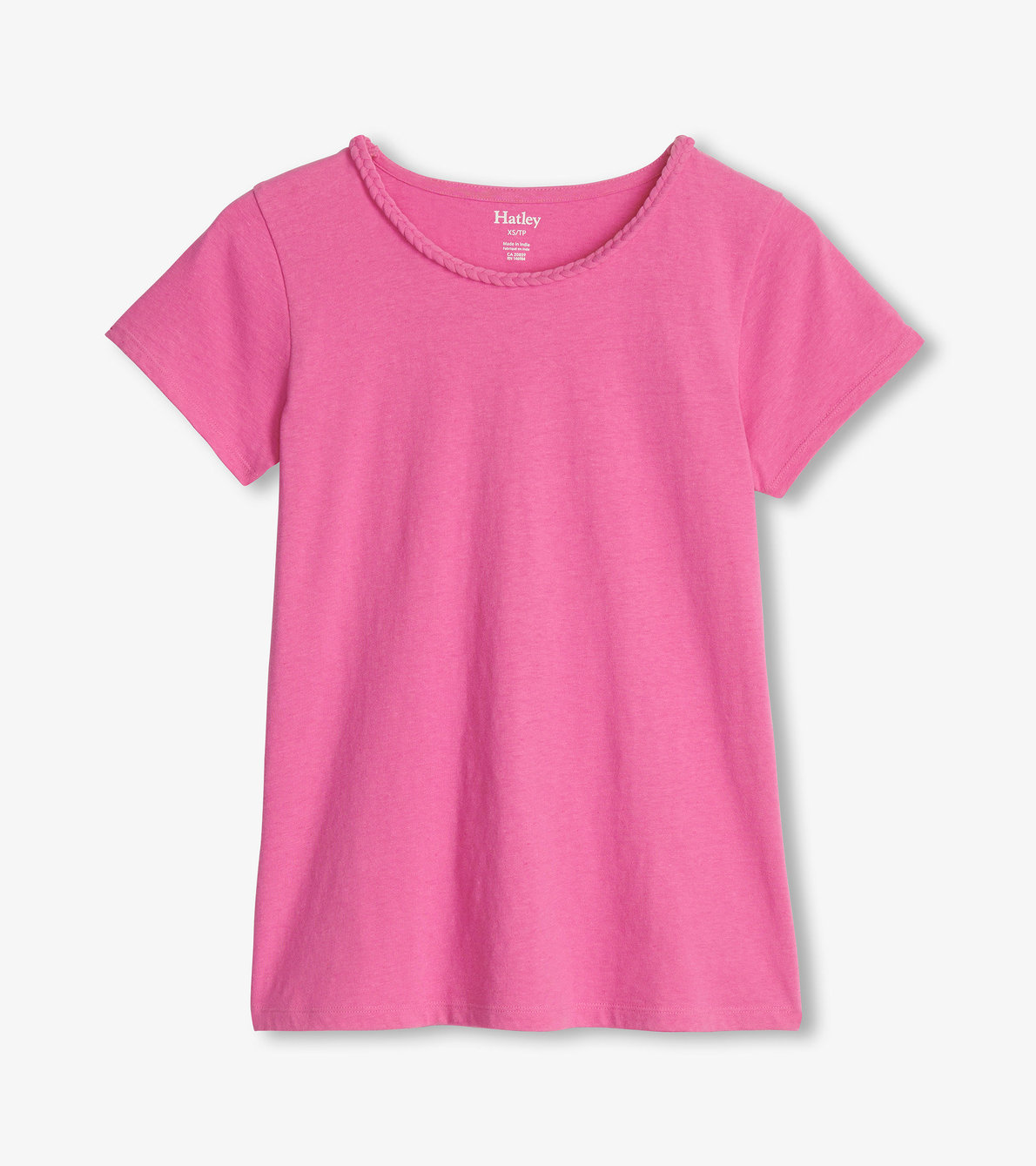 Agrandir l'image de T-shirt à encolure tressée – Phlox rose