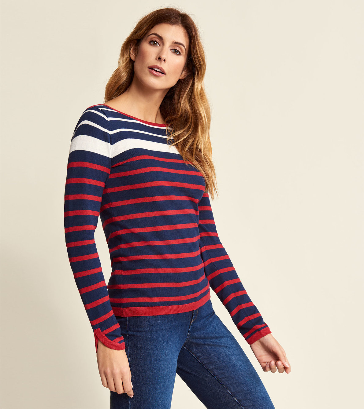 View larger image of Breton Sweater - Navy and Red Stripes