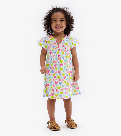 Bubble Hearts Toddler Pocket Puff Dress