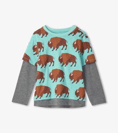 T-shirt trompe-l’œil – Troupeau de bisons
