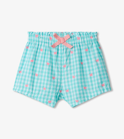 Butterfly Gingham Baby Woven Paper Bag Shorts